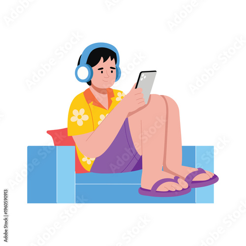 Listening Music Vector Concept illustrations EPS File 