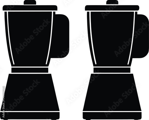 Two black coffee percolators are displayed as a striking silhouette
