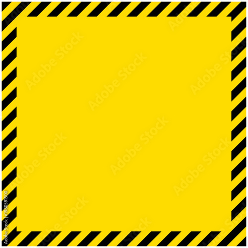 警告イメージの正方形全囲みフレーム 黄色と黒のボーダー背景