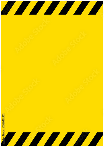 注意喚起の黄色い縦長フレーム 背景素材 危険告知・工事案内用