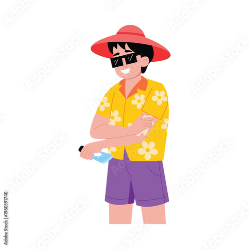 Wearing Sun Hat Vector Concept illustrations EPS File 