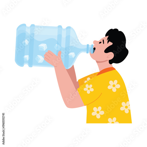 Drinking From Bottle Vector Concept illustrations EPS File 