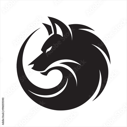 majestic wolf vector silhouette clip art logo design illustration