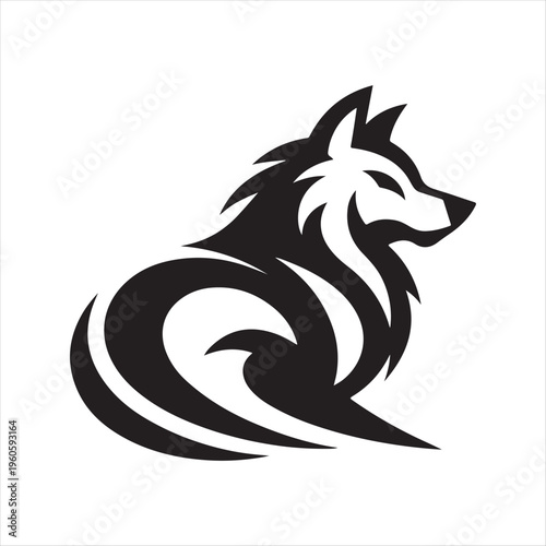 majestic wolf vector silhouette clip art logo design illustration