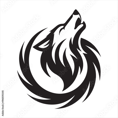 majestic wolf vector silhouette clip art logo design illustration