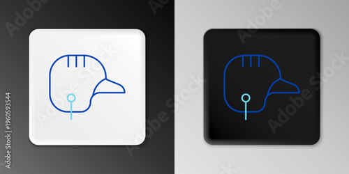 Line Baseball helmet icon isolated on grey background. Colorful outline concept. Vector