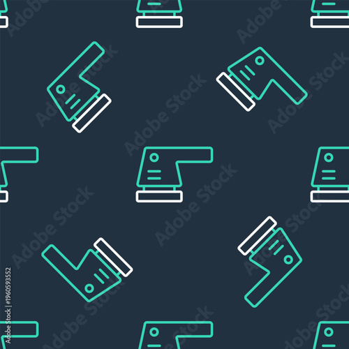 Line Electric sander icon isolated seamless pattern on black background. Orbital sander. For floor and wooden planks sanding sandpaper. Vector