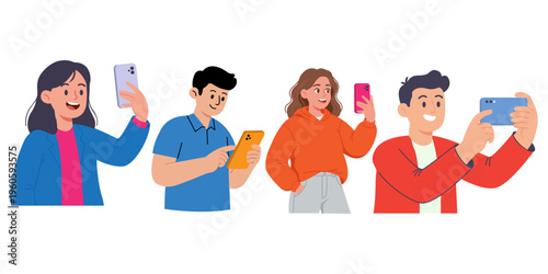 Illustration of Person Using a Mobile Phone