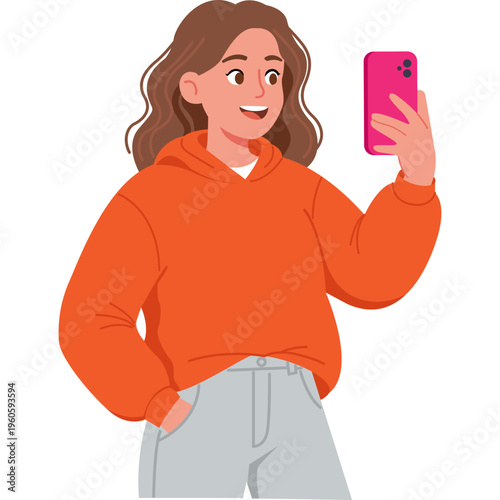 Illustration of Person Using a Mobile Phone