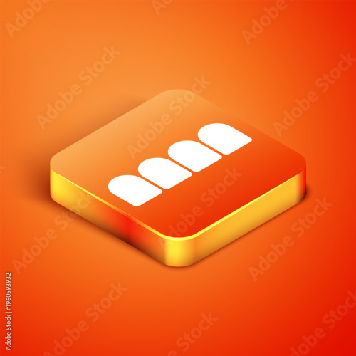Isometric Dentures model icon isolated on orange background. Teeth of the upper jaw. Dental concept. Vector