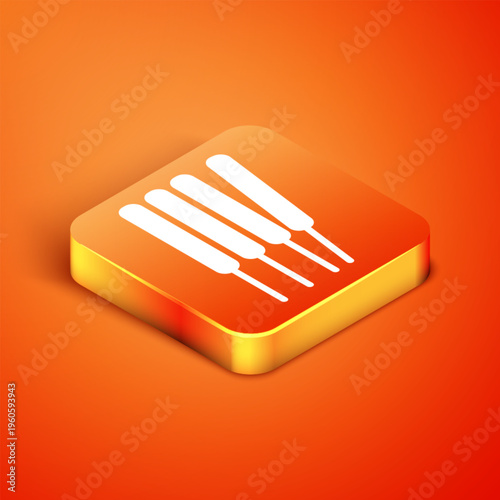 Isometric Aroma sticks, incense, aromas icon isolated on orange background. Vector