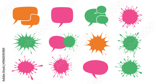 Vibrant speech bubbles and microorganisms illustration