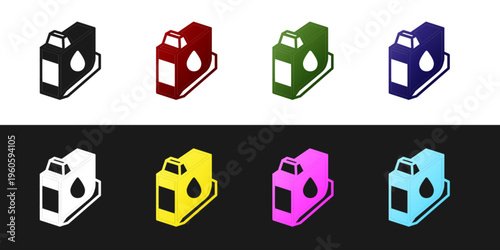 Set Printer ink cartridge icon isolated on black and white background. Vector