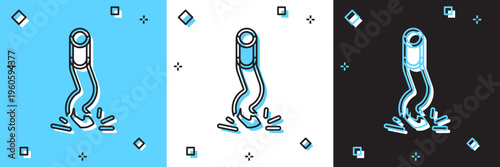 Set Cigarette butt icon isolated on blue and white, black background. Stubbed out cigarette. Vector