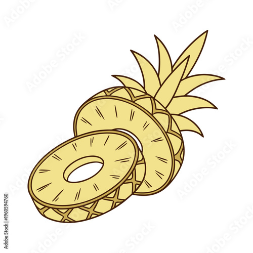 Vector clipart of ring shaped yellow pineapple slices