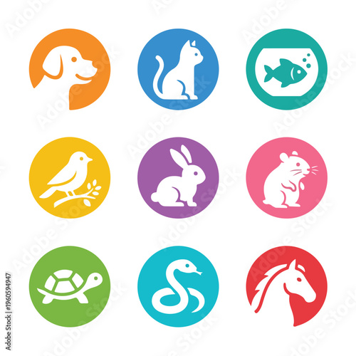 Colorful animal icons set 1.