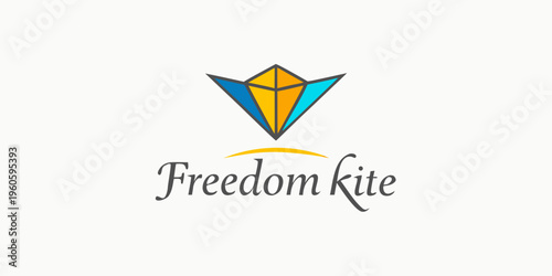 Stylized kite logo with the word freedom in cursive writing below
