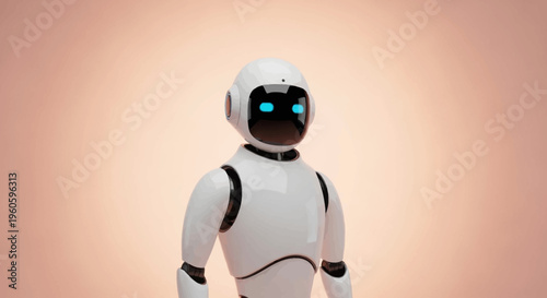 Futuristic Robot with Blue Glowing Eyes, AI Technology, Artificial Intelligence Concept