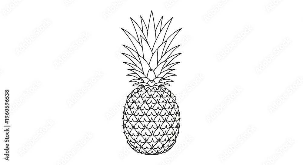 Obraz premium Minimalist Pineapple Outline Illustration - Simple Tropical Fruit Icon