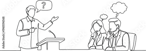 Business presentation with puzzled audience