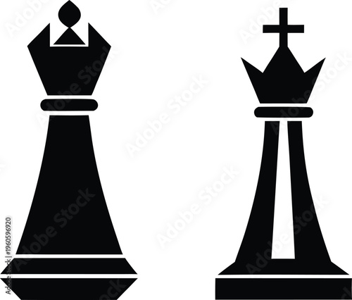 Black chess pieces a king and a bishop in a stark graphic silhouette