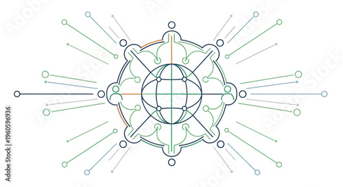 Global Network Connection: People Connected to Earth Globe and Data Streams