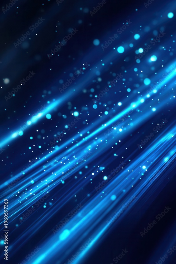 Obraz premium Blue light beams slice through dark space