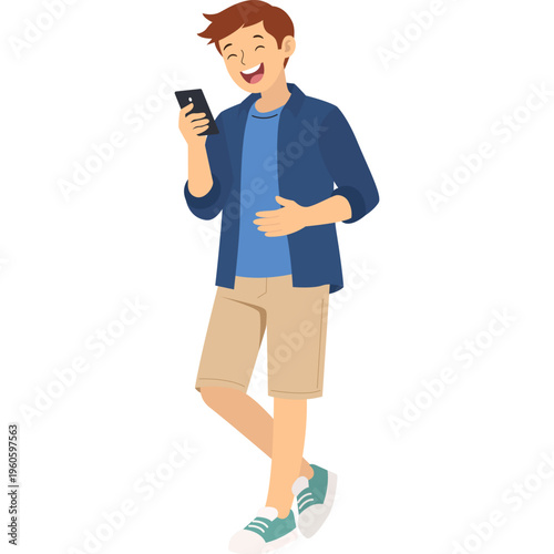 Illustration of Person Using a Mobile Phone