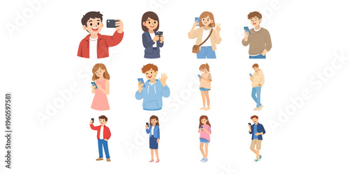 Illustration of Person Using a Mobile Phone