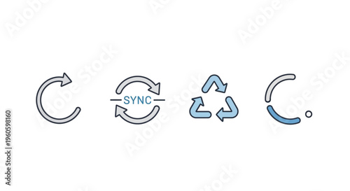 Recycle, Sync, Refresh Icons: Circular Arrows, Refresh, Reload, Repeat, Cycle