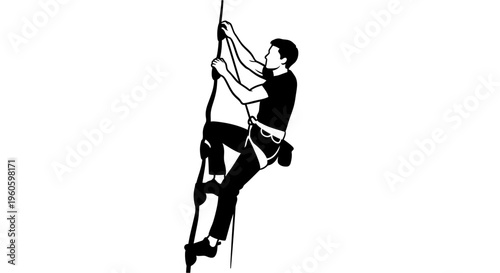 Man climbing rope, extreme sport, adventure, fitness, outdoor activity, challenge, strength