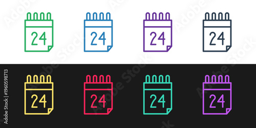 Set line Independence day of Ukraine celebration on August 24 icon isolated on black and white background. Vector