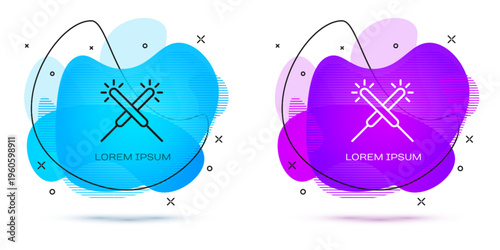 Line Sparkler firework icon isolated on white background. Festive Christmas sparkler candle lights. Merry Christmas and Happy New Year. Abstract banner with liquid shapes. Vector