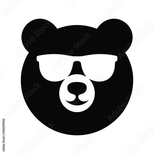 Cool bear wearing sunglasses icon, representing a trendy, relaxed, and confident character