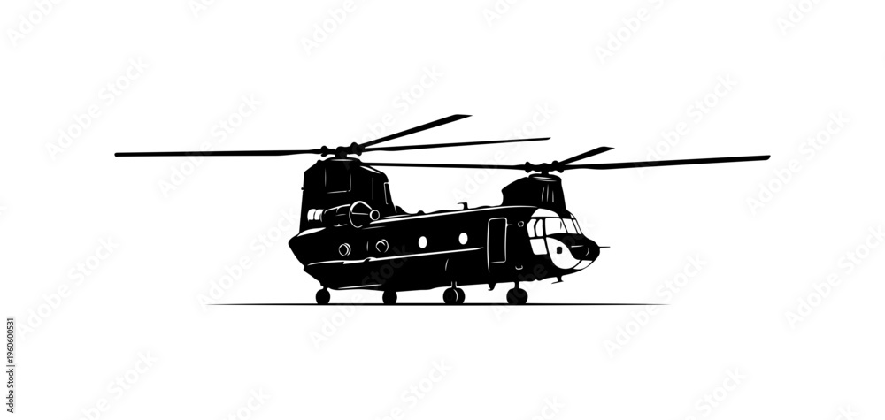 Fototapeta premium Heavy Lift Military Chinook Helicopter Vector Illustration
