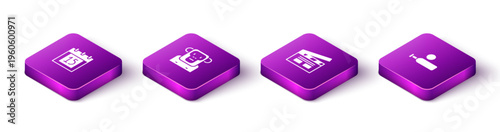 Set Isometric Independence day India, Monkey, Bollywood indian cinema and Wood cricket bat and ball icon. Vector