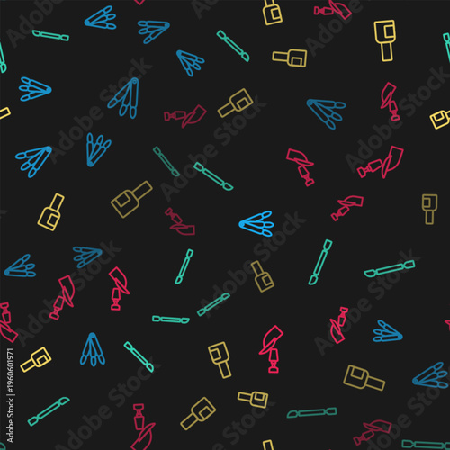 Set line False nails, Cuticle pusher, Bottle of polish and Milling cutter for manicure on seamless pattern. Vector