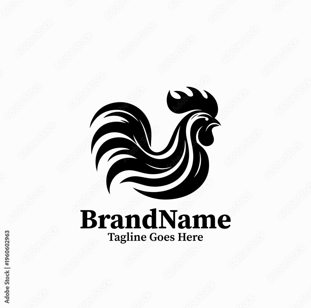 Obraz premium Rooster Head Silhouette Modern Chicken Logo Design