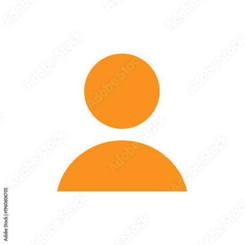 Fotografi A bright orange abstract user icon silhouette is isolated against a clean white background for interface design