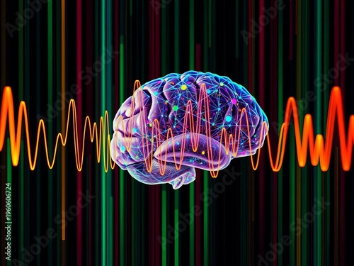 Vibrant, pulsing EEG waves display intricate patterns of brain function in a colorful, dynamic representation,  dynamic,  medical