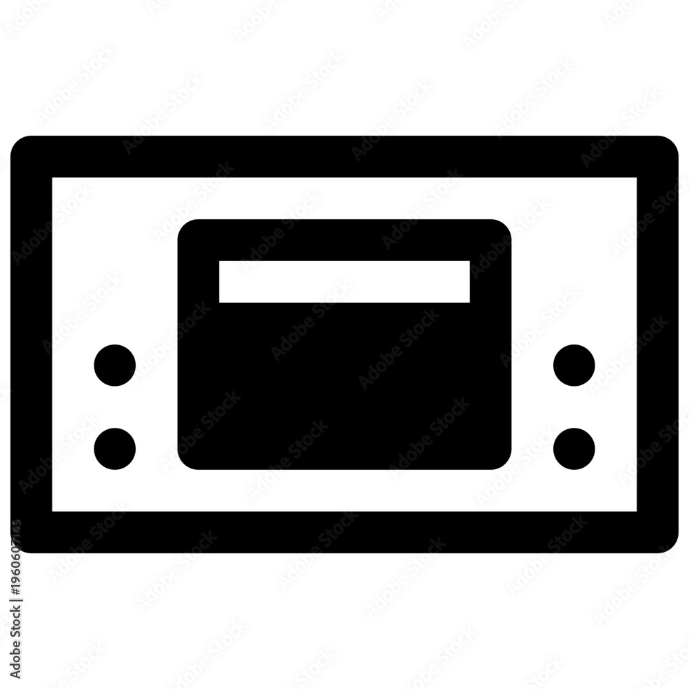 Fototapeta premium Single-game handheld console. Outlined stroke vector icon with black-filled details.