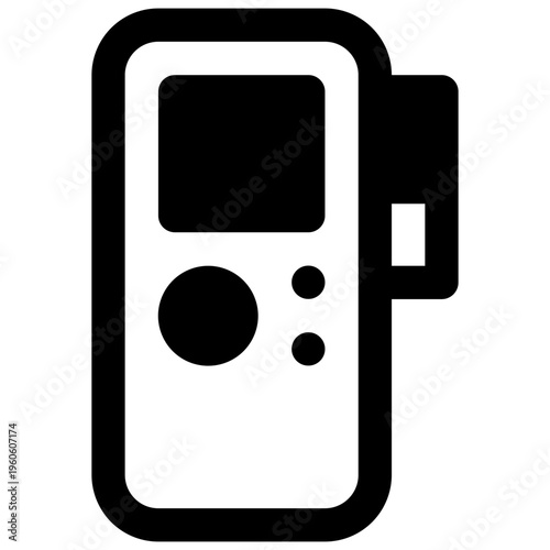 Voice recorder. Outlined stroke vector icon with black-filled details.