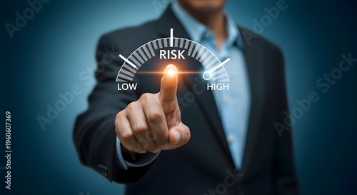 Businessman's finger pointing towards the 