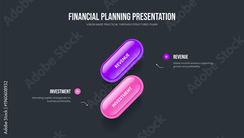 Product Profile 2 Option Infographic Presentation Layout. Service Campaign Frame Design Vector Illustration. Company Analysis Two Element Diagram Slideshow Template.