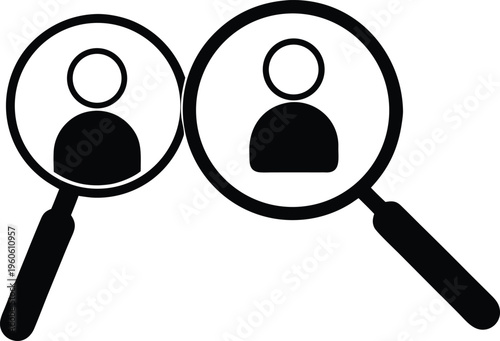 Two magnifying glasses focusing on human head silhouettes high quality professional