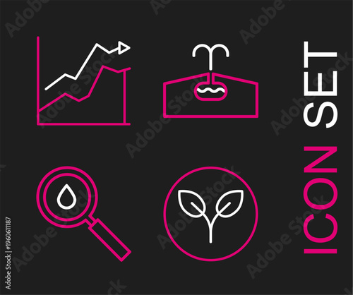 Set line Bio fuel, Oil drop, Oilfield and price increase icon. Vector