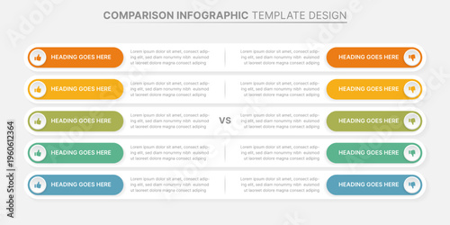 Pros and Cons Comparison Infographic Template with 5 Steps for Business Analysis