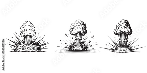 Explosion cloud with smoke and debris comic style vector art eps 10