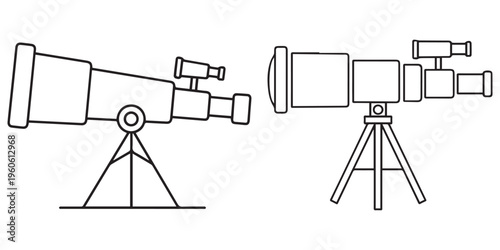 Two line art telescopes for stargazing and astronomical observation eps 10
