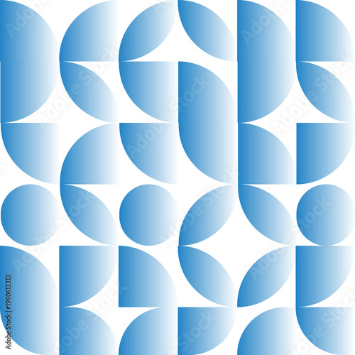 Soft blue gradient geometric pattern features fading circular and semicircular shapes on white background providing ethereal calm aesthetic for wellness branding or light digital backdrop solutions